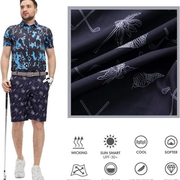 Maelreg Performance Proflex Shorts Dark Navy Hawaii Club Print SPF 30+ Nwt - Picture 3 of 9